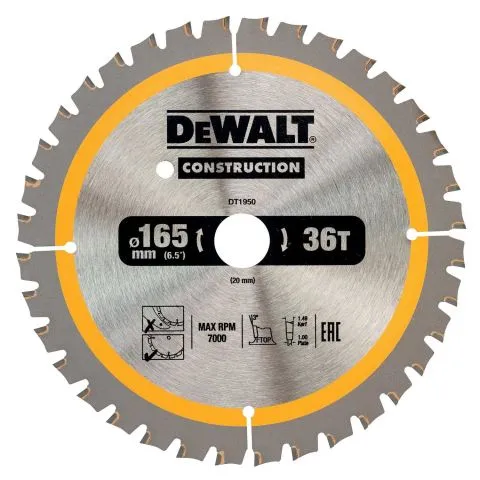 DT1950-QZ Dewalt Sågklinga 165 x 20 mm, 40T Bästa pris